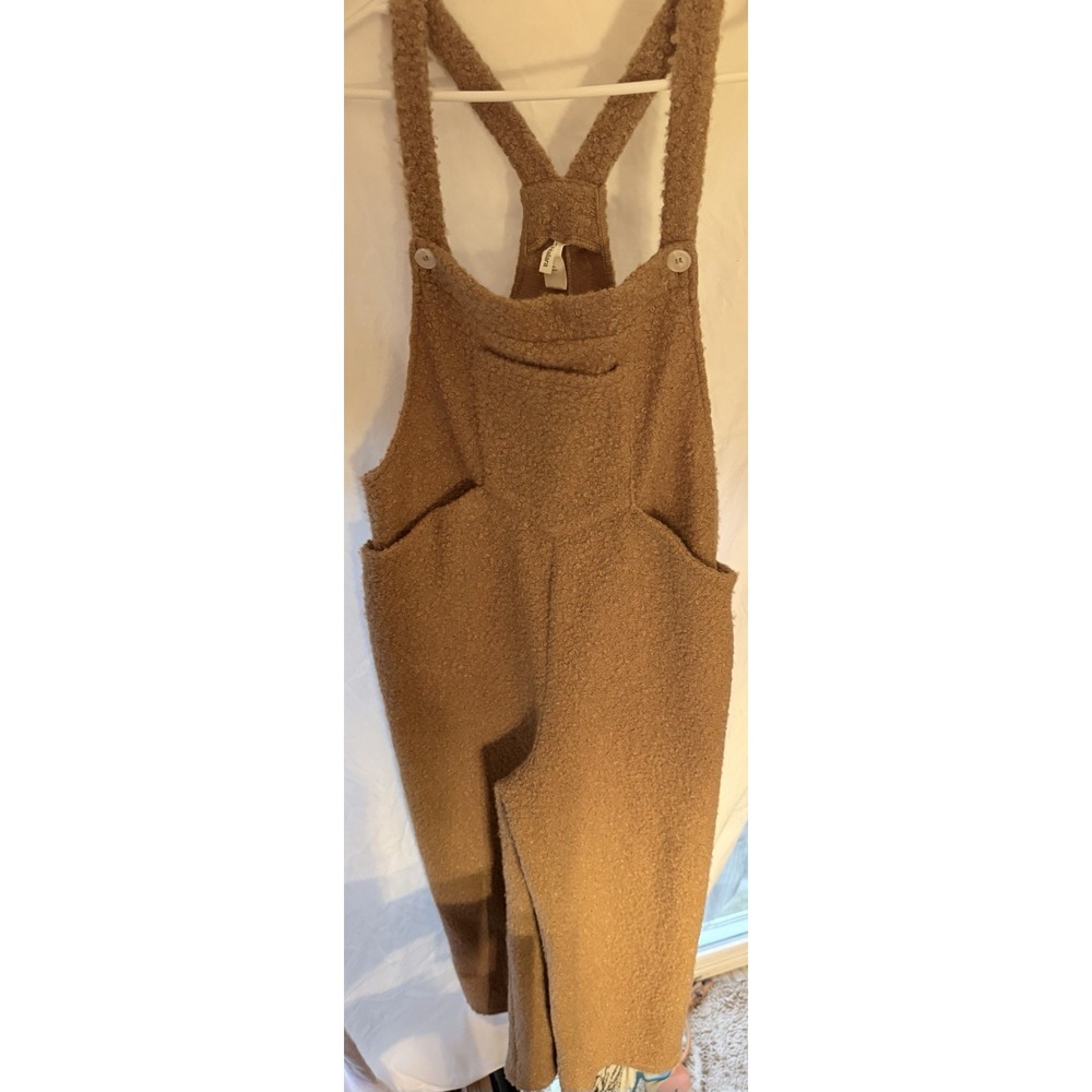 Halara Women's Teddy Bear Overalls Size Large Tan Brown Soft Fuzzy